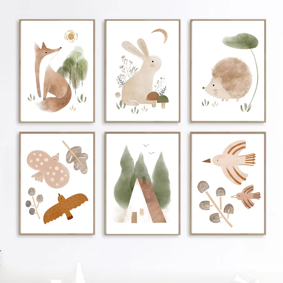 Boho Rabbit Fox Hedgehog Bird  - Baby Nursery Mirror ulasan dan harga