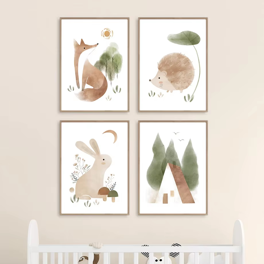 Boho Rabbit Fox Hedgehog Bird  - Baby Nursery Mirror ulasan dan harga