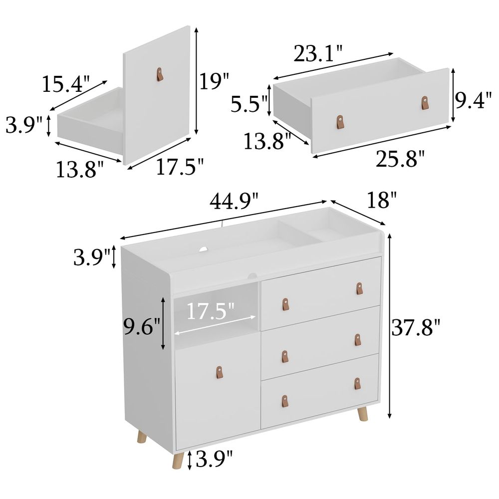 White 4-Drawer Nursery Dresser - Baby Nursery Table ulasan dan harga