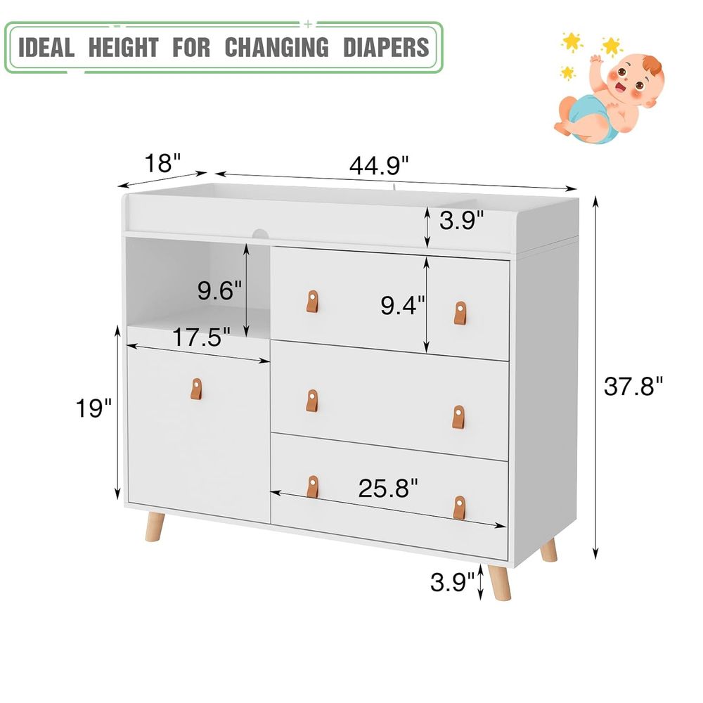 White 2-in-1 Baby Changing Tab - Baby Nursery Table ulasan dan harga
