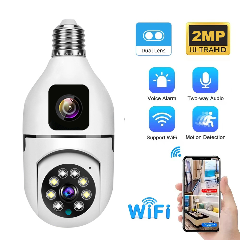 4MP V380/Yoosee Dual Lens E27  - Baby Monitor Split Screen ulasan dan harga