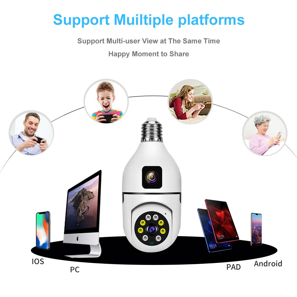 4MP V380/Yoosee Dual Lens E27  - Baby Monitor Split Screen ulasan dan harga