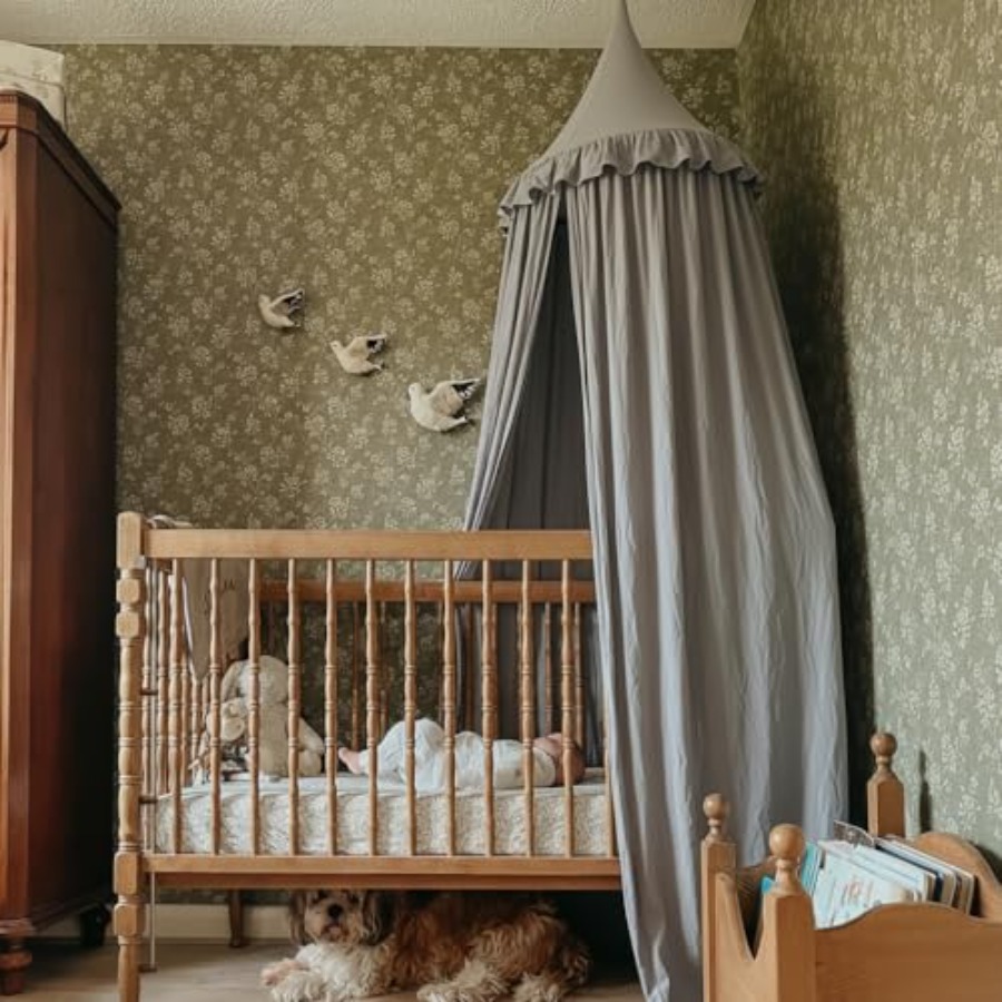 Bed Canopy with Ruffles Lace F - Baby Nursery Colors ulasan dan harga