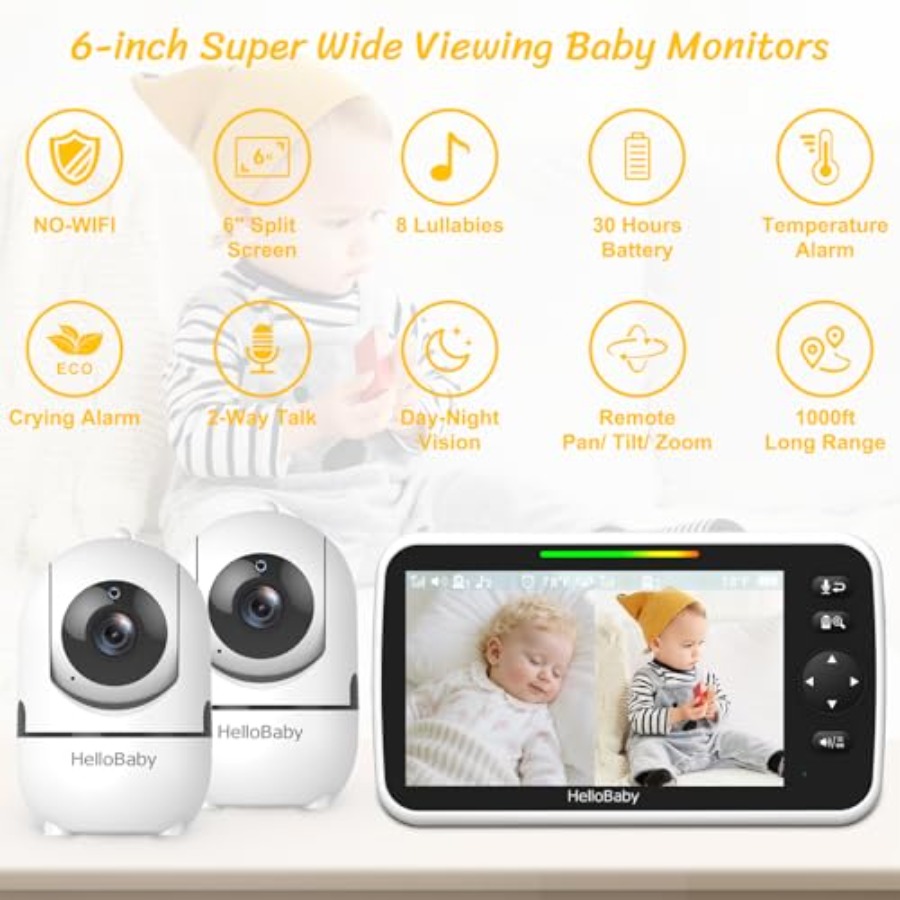HelloBaby Baby Monitor with 2  - Baby Monitor Split Screen ulasan dan harga