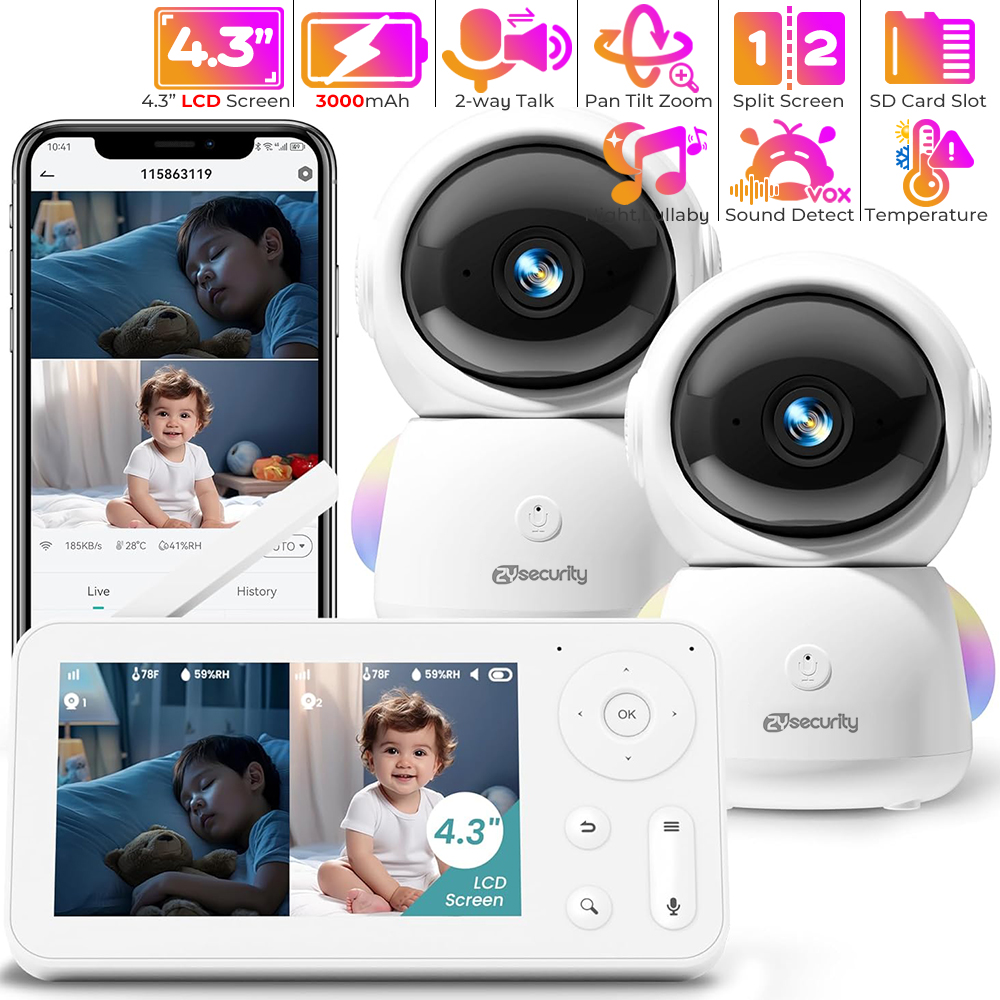 2K Baby Monitor with 2 Cameras - Baby Monitor Split Screen ulasan dan harga