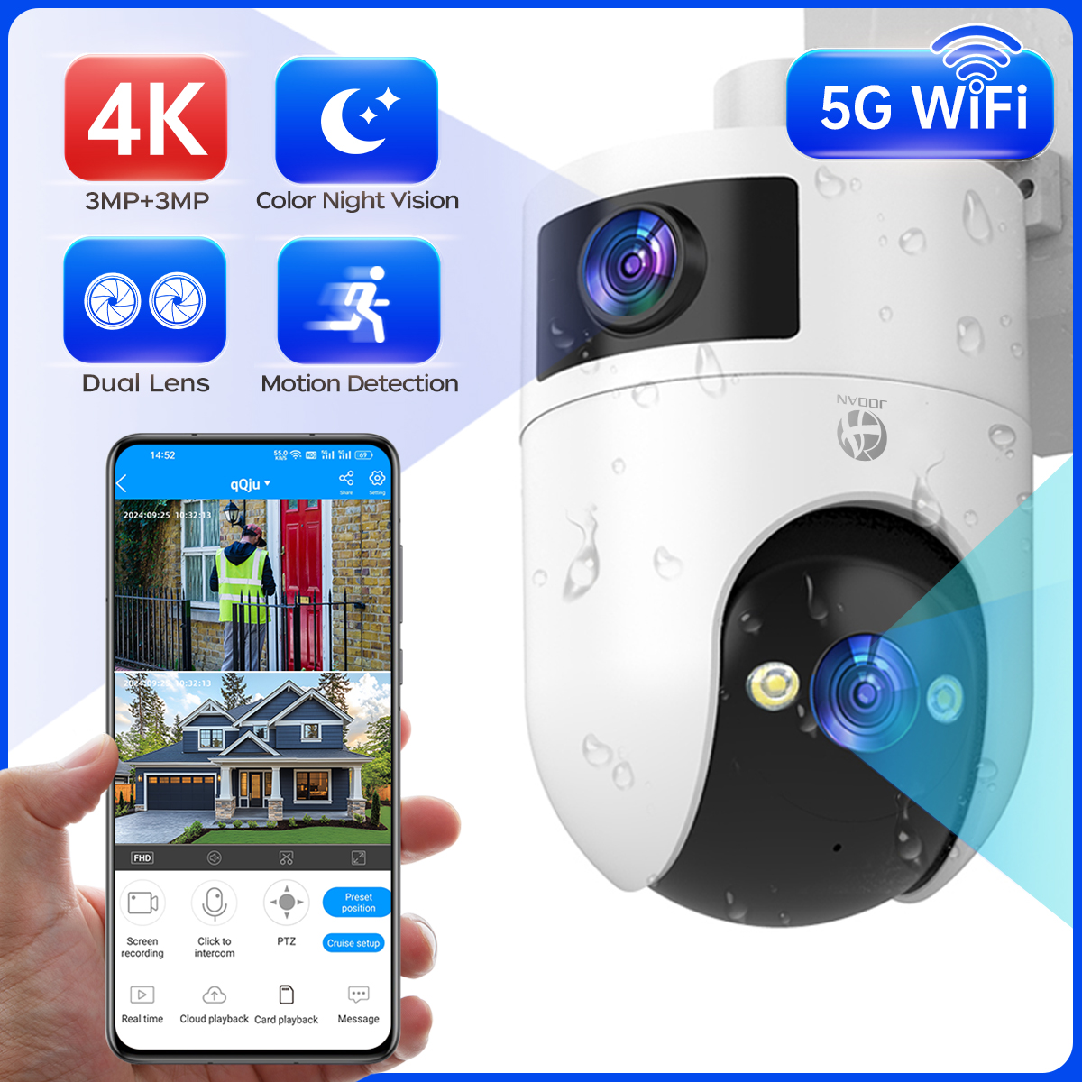 4K PTZ IP Camera Outdoor Water - Baby Monitor Split Screen ulasan dan harga