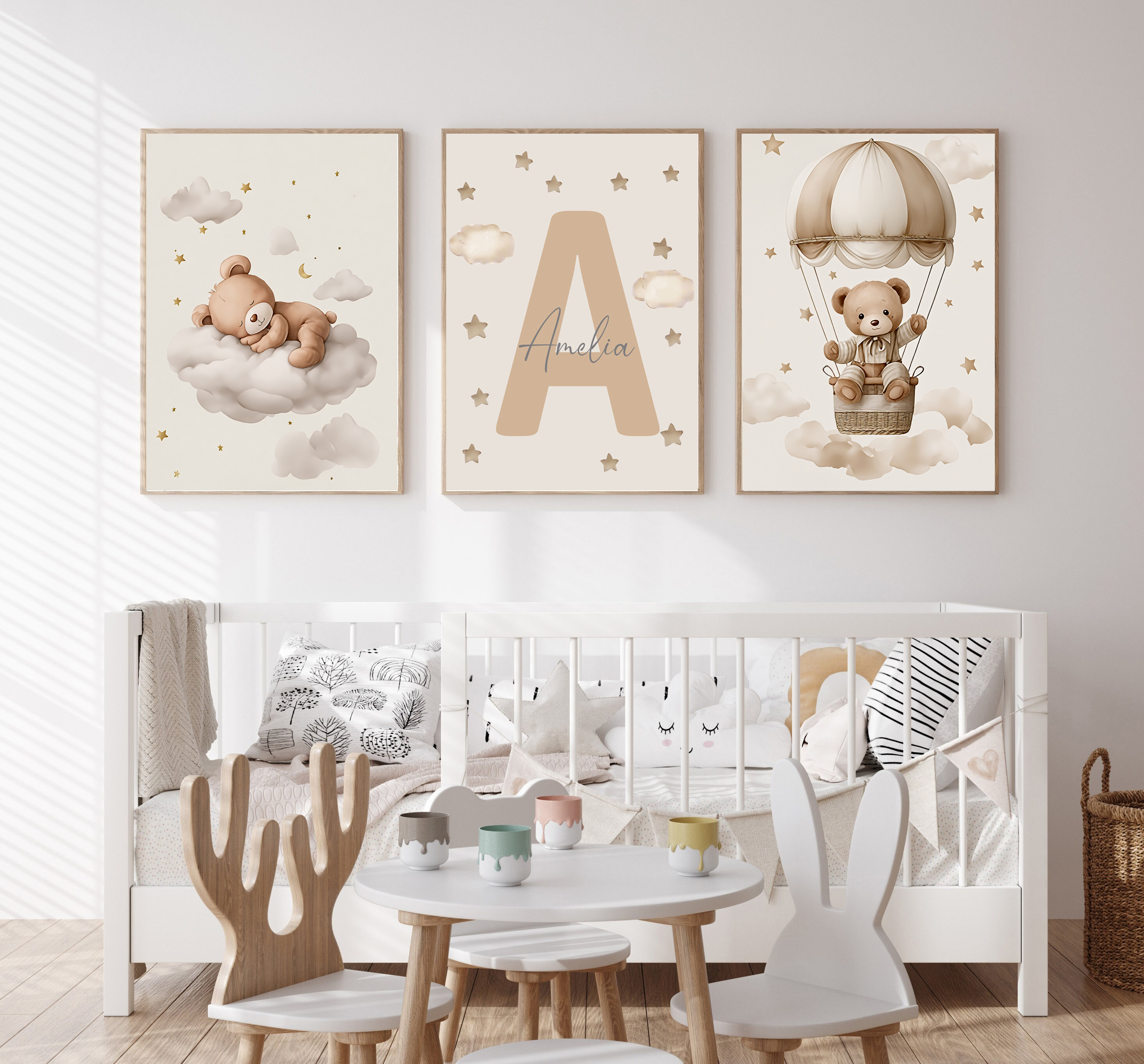 3pcs/set Bohemian Teddy Bear A - Baby Nursery Artwork ulasan dan harga