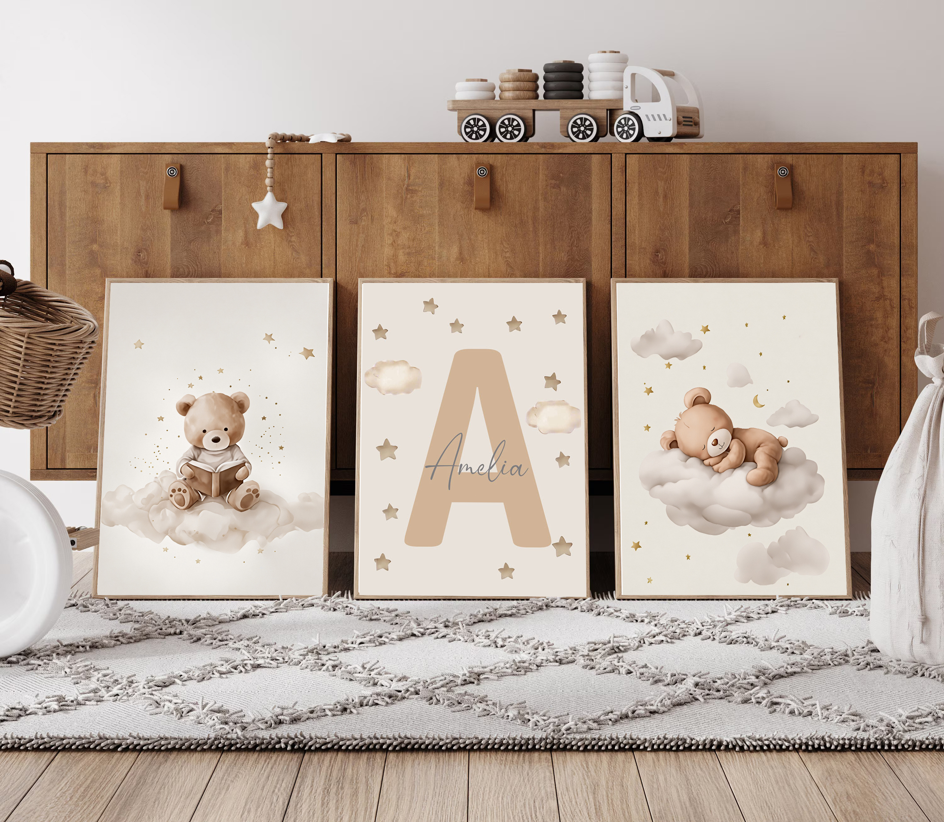 3pcs/set Bohemian Teddy Bear A - Baby Nursery Artwork ulasan dan harga