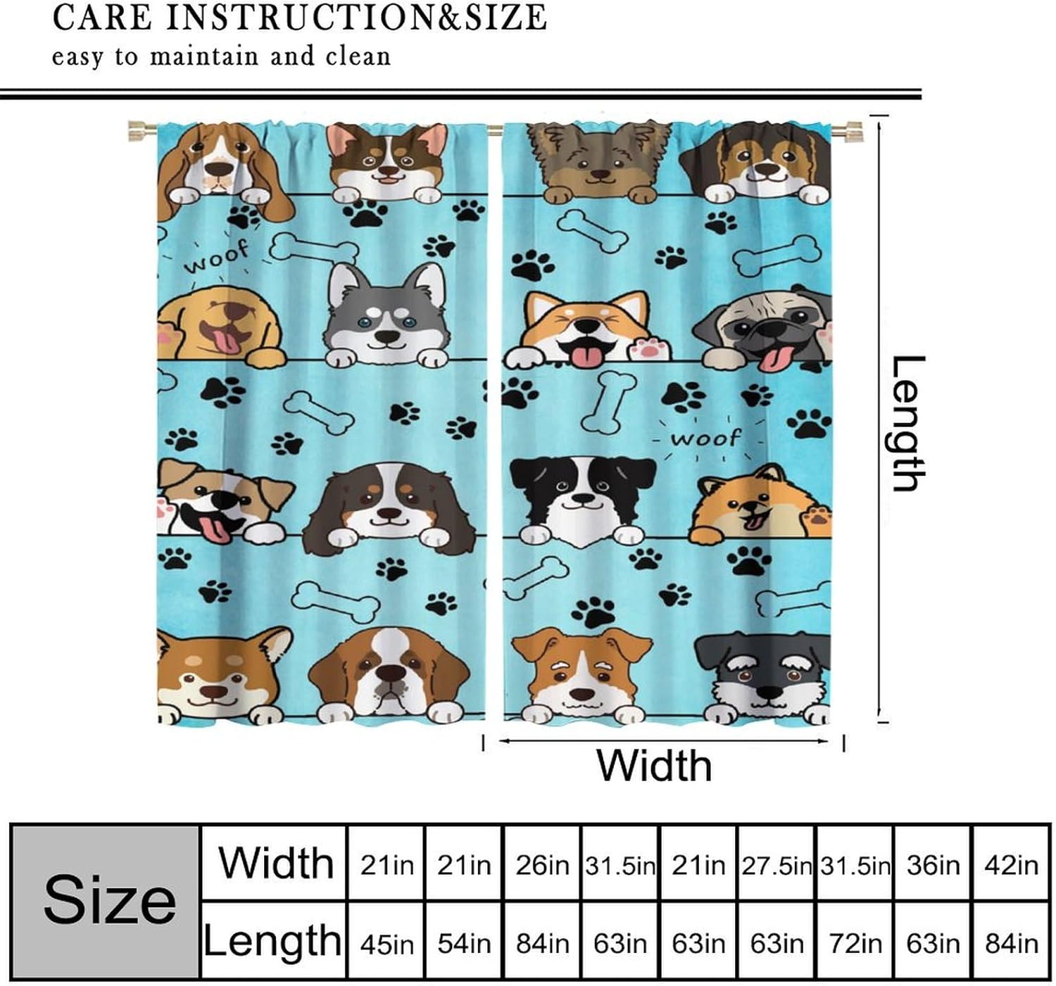 Cute Dog Curtains for Kids Gir - Baby Nursery Office ulasan dan harga