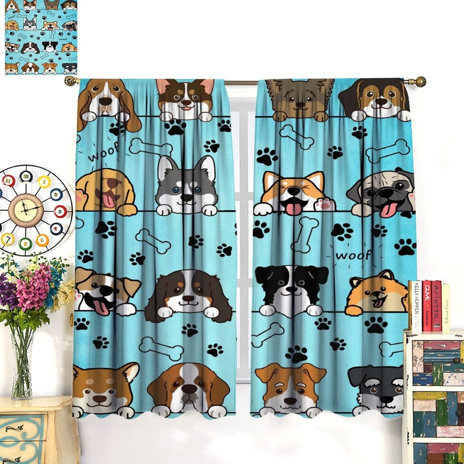 Cute Dog Curtains for Kids Gir - Baby Nursery Office ulasan dan harga